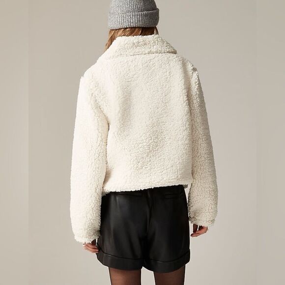 NWT J CREW Sherpa half-zip fleece pullover in Natural - Picture 4 of 7